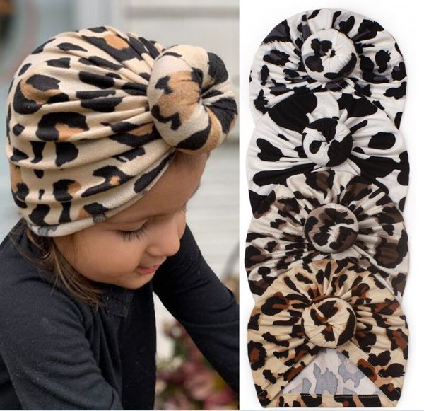 Gorros de punto para niños, gorro turbante indio de leopardo para niños, gorros con patrón de animales bonitos, gorro cálido para otoño e invierno para 0 a 4 años