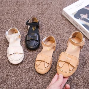 Chaussures en cuir pour enfants, sandales antidérapantes décontractées, à bout couvert, nouveau Style coréen, mode filles, printemps été 2022, 0202