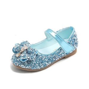 Chaussures en cuir pour enfants pour filles en bas âge, chaussures habillées pour grands enfants pour fête de mariage, tissu pailleté avec nœud papillon Mary Jane 240129