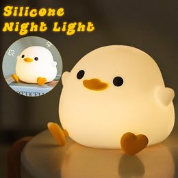 Enfants LED NIGHT Light Migne Duck Night lampe USB RECHARGable Silicone Sleep Light Touch Sensor Night Lights For Kids Room Gift