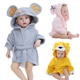 Albornoces de algodón para niños, León, ratón, oveja, 0-1T con gorro, toallas para bebés, toalla de baño de viento de princesa encantadora, batas de cuerpo con capa de 54*60cm