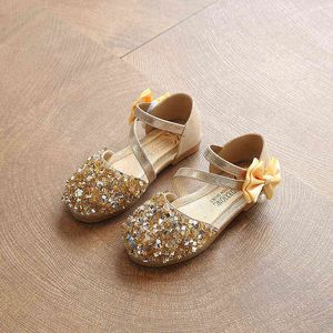 Kinderen Kleine Peuter Baby Meisjes Bowknot Pailletten Glitter Sandalen Sinlge Schoenen voor Kinderen Meisjes Prinses Party Trouwschoenen Nieuwe G220418