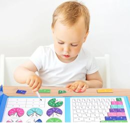 Juguetes de aprendizaje de matemáticas de fracción magnética para niños, juego de libros de fracción de madera, material didáctico parroquial, juguetes educativos de aprendizaje aritmético