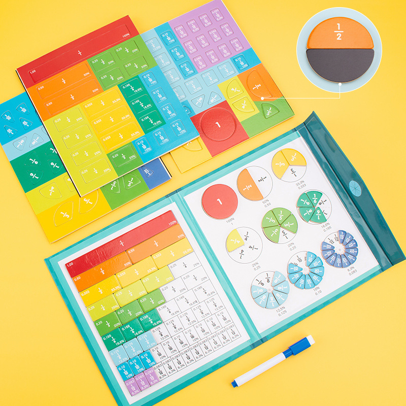 Wooden Magnetic Fraction Book level set for Kids - Enhance Arithmetic and Learning with Parish Teaching Aids