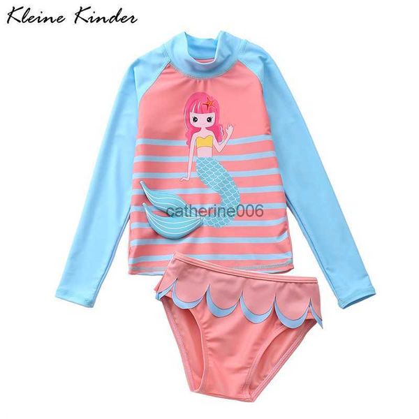 Enfants sirène maillot de bain UV UPF 50+ manches longues deux pièces maillots de bain pour filles enfant en bas âge vêtements de natation vêtements de plage 1-9T L230625