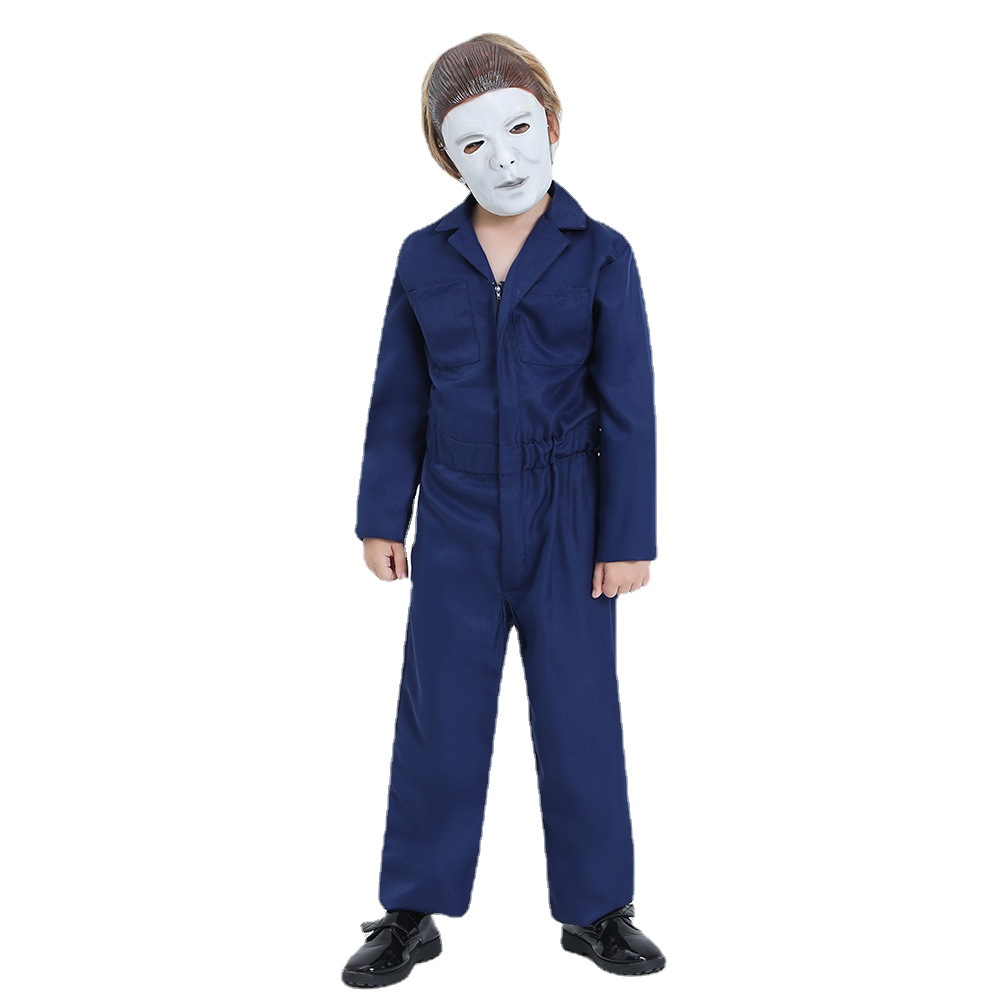 BAMBINI MICHAEL MYERS Costume Cosplay film di Halloween Uniforme da personaggio con maschere per bambini festa coste per ragazzi ragazze