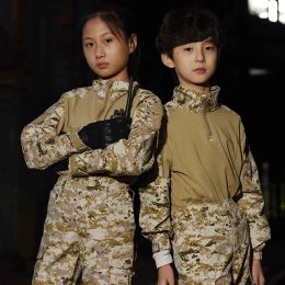 Enfants uniformes de combat tactique uniforme garçons longs pantalons de chemise de camou