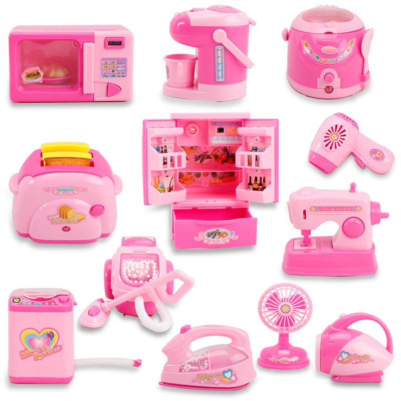 Enfants mini appareils électroménagers jouent maison jouets filles réfrigérateur cuisine jouet simulation éclairage électrique caractéristiques DHL livraison gratuite