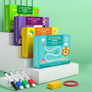 Kinderen Montessori Tekening Pen Controle Tracing Vorm Kleur Math Match Game Set Peuter Leeractiviteiten Educatief Speelgoed Boek 240117