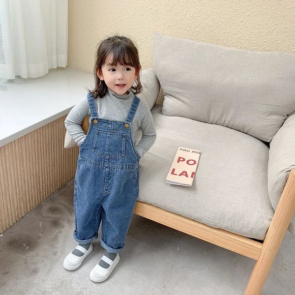 Salopette en denim pour enfants, pantalon en denim pour garçons et filles, combinaison ample, assortie avec tout, printemps-été, 240226