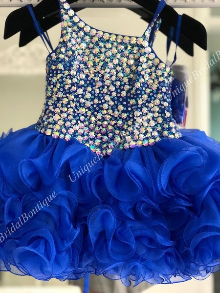 Robes de reconstitution historique pour enfants pour tout-petit bébé fille Little Miss 2019 Unique 3088 Royal Cupcake Glitz Kids Prom Party Robes avec bretelles