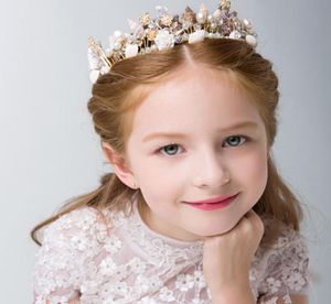 Enfants Pageant Garlands Girls Pearls Shell Righestones Couronnes Lily Bijoux Couronne de fleurs stéréo Studio POGRAM