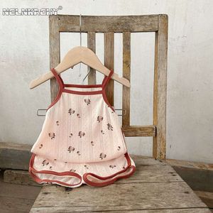 Kinderen Pamas Deense stijl Home Dessen Summer Baby Sling Suit Print Top Vest +Shorts Kids Ventilate L2405