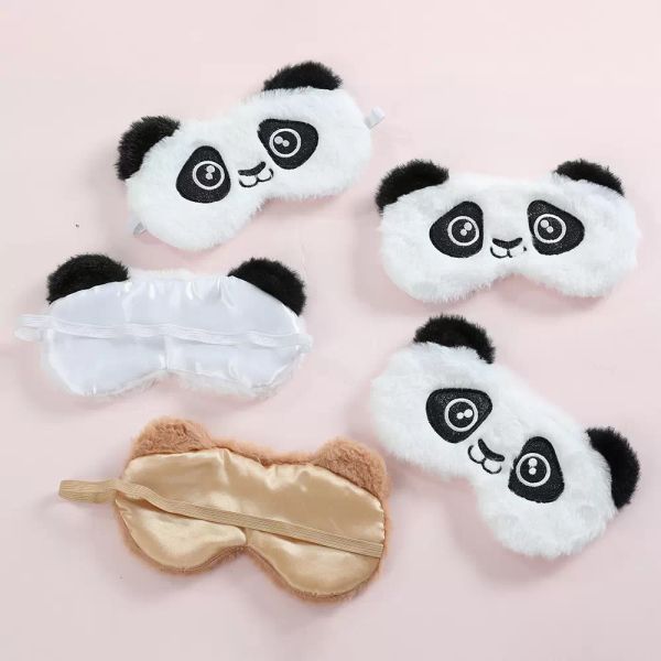 Máscara de ojos de peluche de conejo panda para niños, banda de dormir de piel colorida para mujeres, viaje de invierno, cubierta de ojos de animales suaves, venda para los ojos ST1020