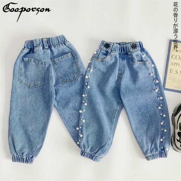 Enfants Pantalons Jeans Pantalons Longs pour Enfants Fille Toddler Survêtement Perle Pantalon Enfants Vêtements Mode Jeans 12M-6ans Vieux 210303