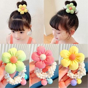 Kinderen Pearl Flower Crown Elastic Hair Bands Girls Sweet Scrunchies Rubberen Bands Ponytail Holders Kids Hair Accessoires