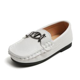 Kinderwtenschoenen Nieuwe jongen kleine pu Britse windleer kind Loafers zachte bodem witte peuter casual schoenen