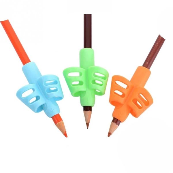 Porte-crayon en Silicone pour enfants, aide à l'écriture à deux doigts, outils de Correction de poignée