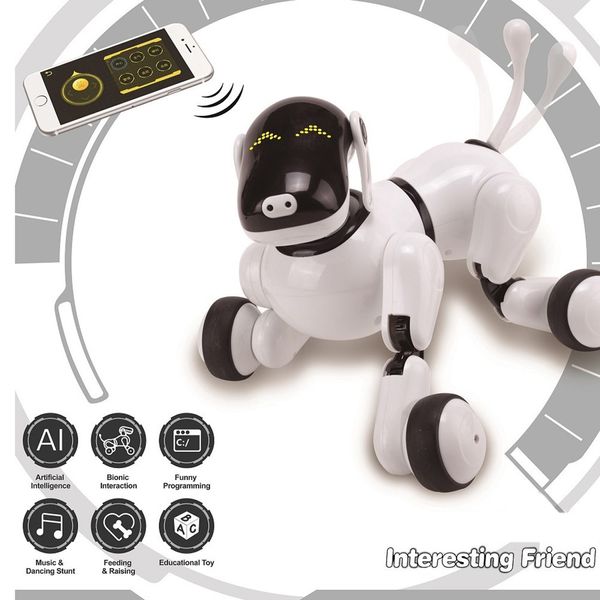 Jouet de chien Robot pour enfants, avec chant dansant, contrôle de la reconnaissance vocale, sensible au toucher, Actions de programmation personnalisées avec application