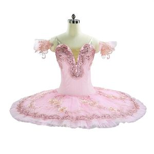 Enfants Rose Crêpe Tutu Rose Ballet Tutu Avec Des Fleurs Mignonnes Costumes De Ballet Professionnel Robe De Ballet Classique Pour Les Filles perfor221B