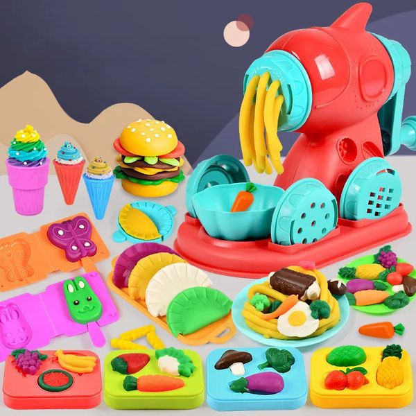 Niños Plastilina Molde Herramienta Producción Juguetes Niños Color Arcilla Fideos Máquina Helado DIY Simulación Juego Casa Juguete Set 240113