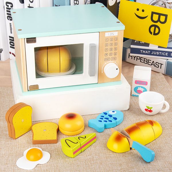 Enfants jouent maison grande simulation micro-ondes ustensiles de cuisine jouer maison cuisine jouets maison de poupée meubles bébé cadeaux LJ201009