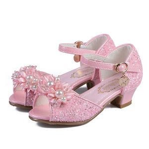 Zapatos de princesa para niños para niñas Sandalias Tacón alto Brillo Brillante Rhinestone Enfants Fille Mujer Vestido de fiesta Zapatos 210306