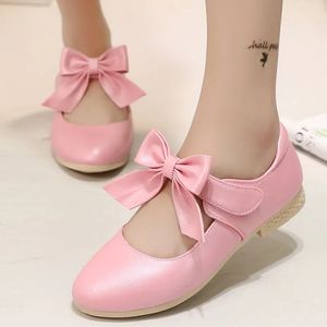 Enfants princesse chaussures or rose blanc fille nœud chaussures en cuir enfants doux danse appartements fleurs filles chaussures taille 26-36 CSH791240311