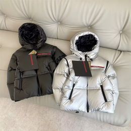 Kinderen puffer haped down lagen mode winter winddichte hooide zwarte zilveren jassen kinderen meisjes jongens uit het versleten meisje meisje remvable mouwen kleren