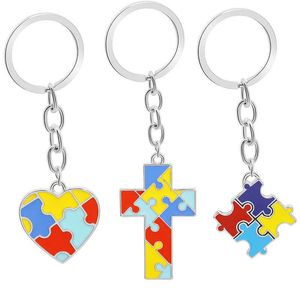 Enfants Puzzle bijoux créatif coeur croix Puzzle porte-clés pour hommes enfants G1019