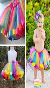 Enfants arc-en-ciel tutu robes nouveaux enfants en dentelle de dentelle nouveau-née jupe pettishirt rouleuse ballet dancewirt skirt holloween vêtements hh2026355