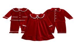 Conjuntos de pijamas de terciopelo para niños, camisón rojo, ropa de dormir para niñas, traje de dormir M39401292928