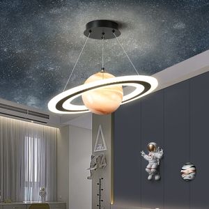 Enfants Room Glass Ball Creative LED Pendant Lights Planet Lamps Boy Girl Girl Living Bedroom Space Lire la décoration intérieure Lumière