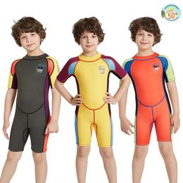 Kinderen 2 5mm warm houden zwemkleding Jongens Neopreen badpak kids duikpak een stuk korte Wetsuit voor snorkelen swimming214S