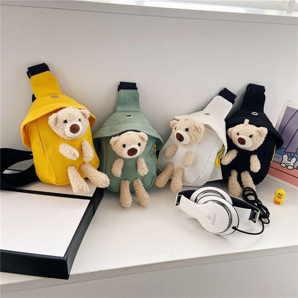 Niños 2023 Invierno NUEVO Crossbody Cute Bear Cofre Edición Coreana Bolsa de lona para niños y niñas 80% Factory al por mayor