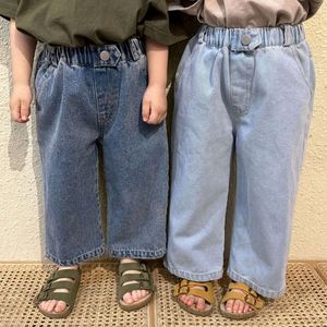 Children 2024 Nouveau printemps automne de Denim de Denim Soft Loot Filles Casual Girls Ligned Pantalon droit Baby Girl Jeans L2405
