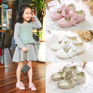 Chaussures de princesse à talons hauts avec nœud en cuir pour enfants, chaussures de princesse à talons hauts, pour filles, printemps et automne, 2024