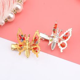 La perla con incrustaciones de aleación para niños moverá el tocado con horquillas de mariposa versión coreana pinza para el pelo con lazo para niña accesorios para el cabello de moda