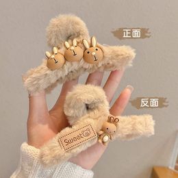 children's Autumn and winter plush Hair clip large ins wind shark clips on back of the head hair for headwear