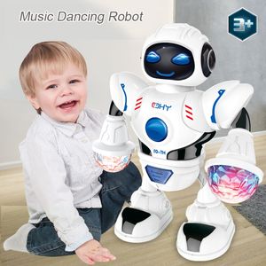 Kinderen baby elektrische dansen robot muziek speelgoed jongen meisje roterende intelligente ouder-kind interactieve spel kerstcadeau LJ201105