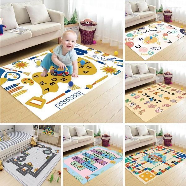 Alfombras para bebés para niños Alfombras de franela Juguetes Inglés Juegos de aprendizaje alfanuméricos Piso suave Niños Gateando Juego Alfombra1