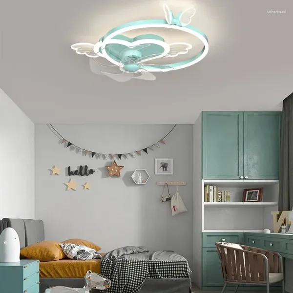 Lampe de chambre à coucher pour enfants intelligemment les plafonniers simples pour manger / salon ménage de ventilateur intégré lustre