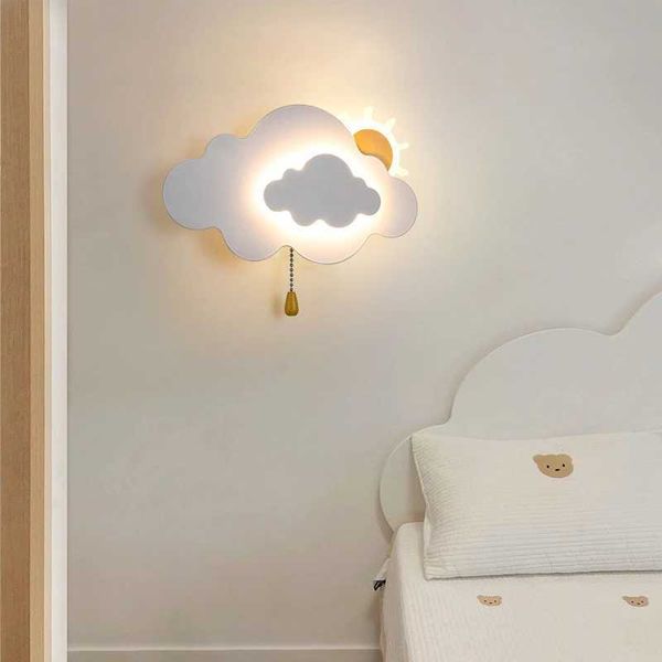 Lámparas de dormitorio para niños Sun Cloud Night Light LED Modern Minimalist Baby Boy Girl Room Decor Luces de pared de cabeceraHKD230701