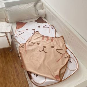 Couverture en velours en forme de chat marron pour enfants, 1,5 mètres, climatisation, sommeil, décoration de la maison, anniversaire de bébé