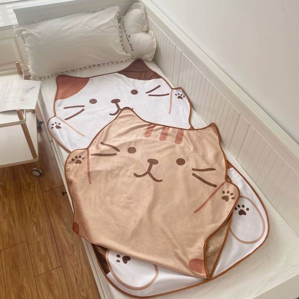 Manta infantil de terciopelo con forma de gato marrón, 1,5 metros, aire acondicionado, sueño, decoración del hogar, cumpleaños de bebé