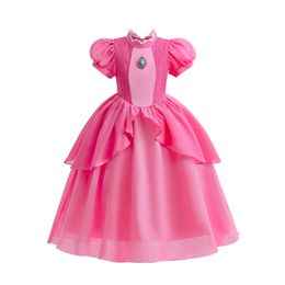 Carton de dessin animé Anime Cosplay Robe Girls Puff Sleeve Performance Party Robes Christmas Pink Peach Princess Clothing Z7845