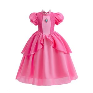 Children's Cartoon Anime Cosplay Jurk Girls Puff Sleeve Performance Feestjurken Kerstmis Pink Peach Princess Clothing Z7845