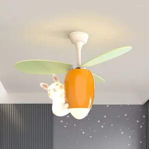 Ventilateur de plafond en forme de carotte pour enfants, dessin animé, personnalité créative, éclairage de chambre à coucher pour garçons et filles, pour la maison