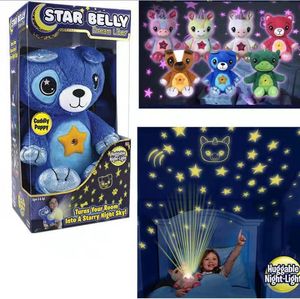 Lámpara de proyección de sueño estrellado de felpa de dibujos animados para niños, lámpara de comodidad para bebés
