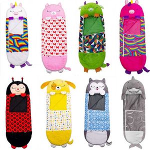Sac de couchage de bande dessinée pour enfants pour cadeau d'anniversaire enfants sac de couchage en peluche poupée oreiller bébé garçons filles chaud doux paresseux sacs de couchage 211025